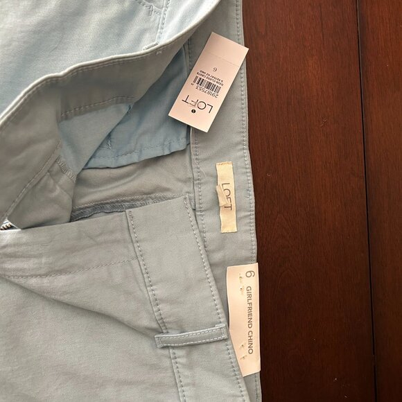 Ann Taylor Loft Embroidered Girlfriend Chino Pants - Light Blue, Size 6 - Picture 3 of 4